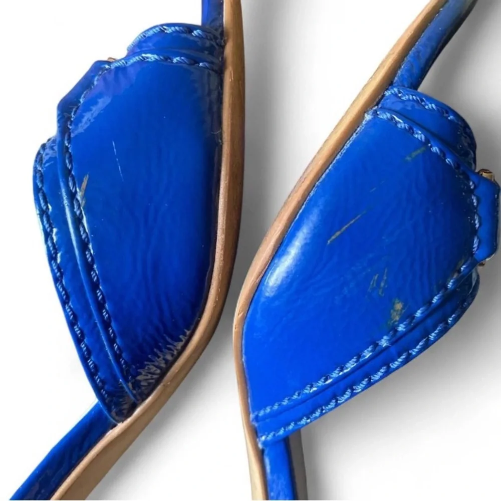 Vintage Michael Kors Royal Blue Kitten Heels with Gold Accents - Picture 8 of 8